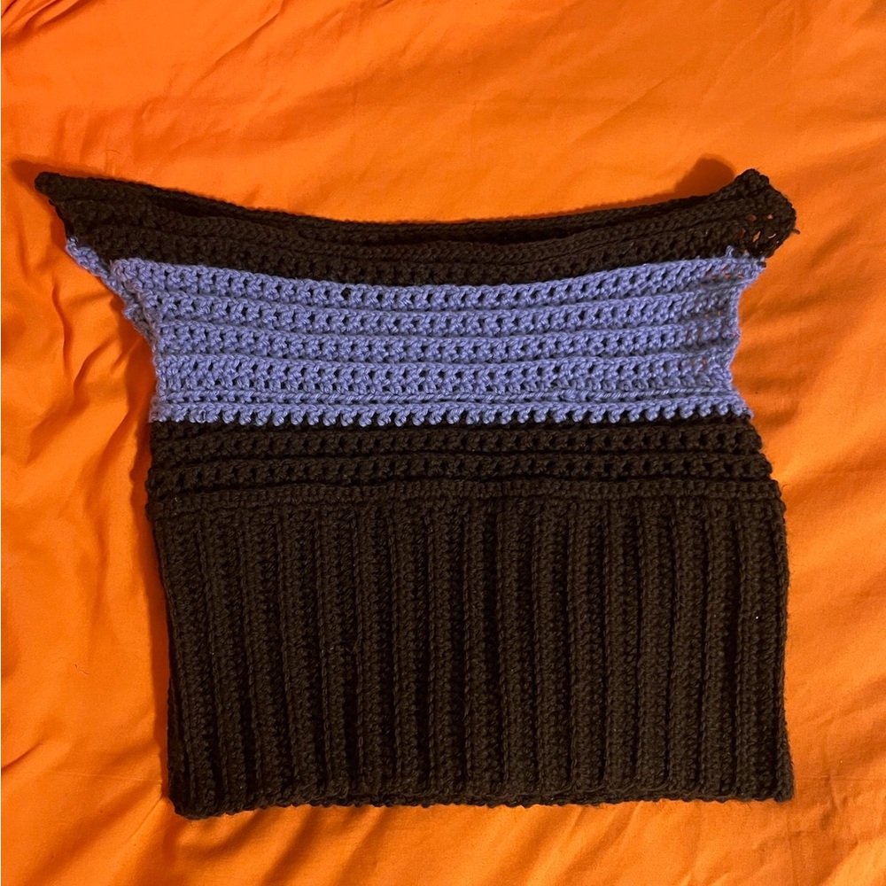 Purple & Brown Off shoulder Crochet Top